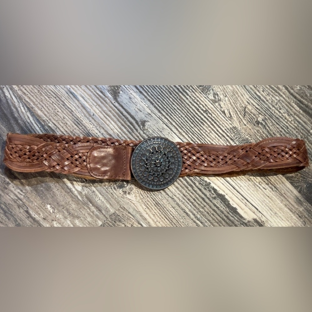 Braided Leather Guess Belt with Decorative Buckle